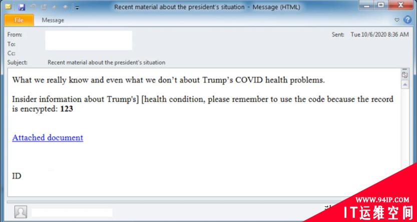 钓鱼邮件新形式，黑客利用特朗普传播钓鱼邮件，诱骗用户下载后门