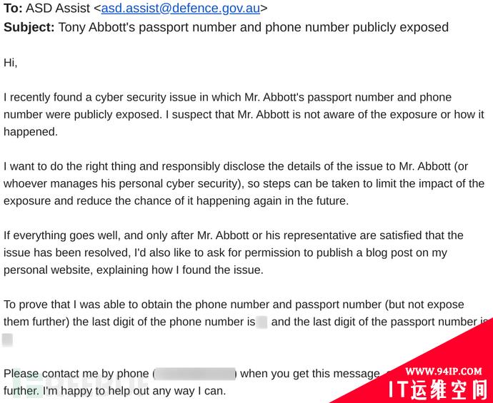 澳大利亚前总理Tony Abbott个人隐私数据泄露